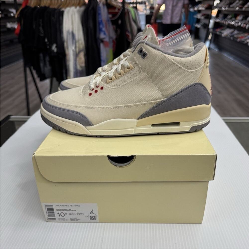 Air Jordan 3 Retro SE Canvas Muslin DH7139-100 2022 Size 10.5 - Picture 1 of 8